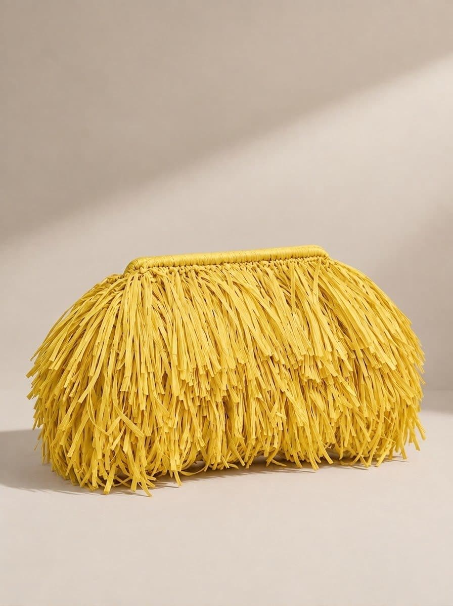 Maxi Rafya Luma Clutch